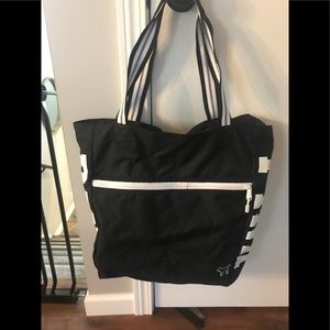 Large pink black tote